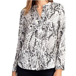 Trina Turk Amado Black White Snake Print Silk Blend Blouse Size Small